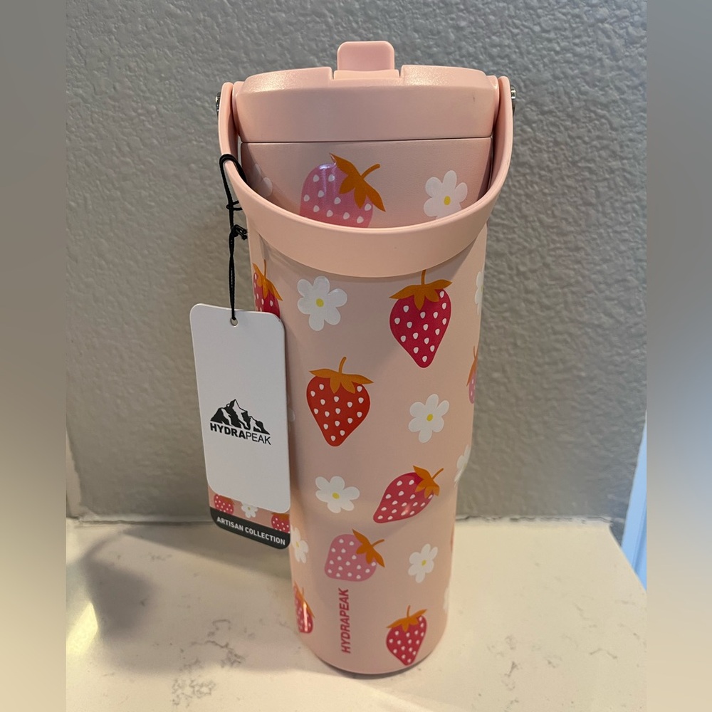 NWT HYDRAPEAK Artisan Collection Pink Strawberries and White Flowers 32oz Nomad